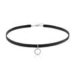 .12 ct. t.w. Diamond Open Circle and Black Velvet Choker Necklace in Sterling Silver
