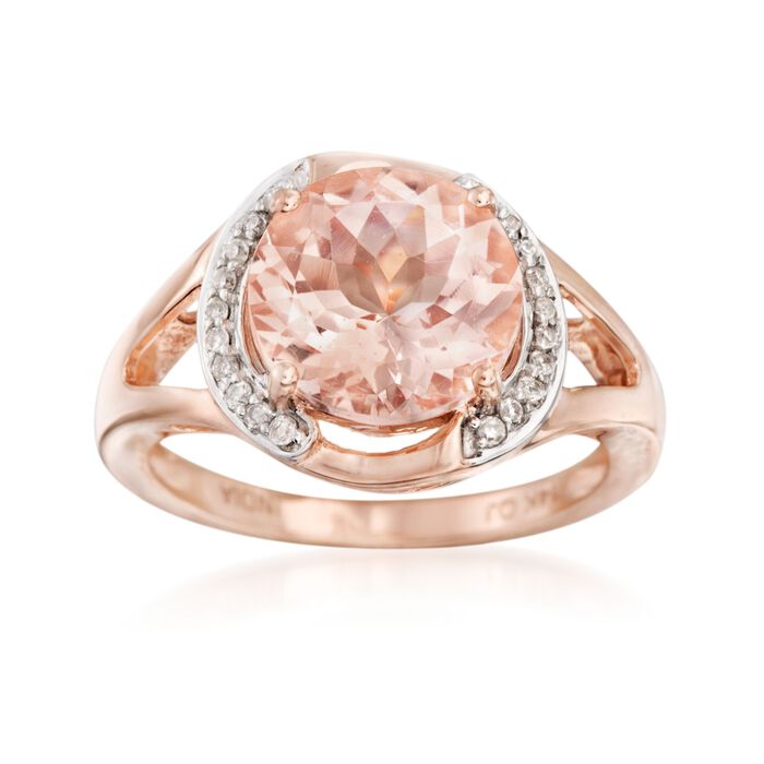 3.50 Carat Morganite and .14 ct. t.w. Diamond Ring in 14kt Rose Gold
