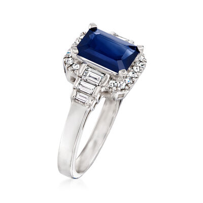 1.70 Carat Sapphire and .46 ct. t.w. Diamond Ring in 14kt White Gold