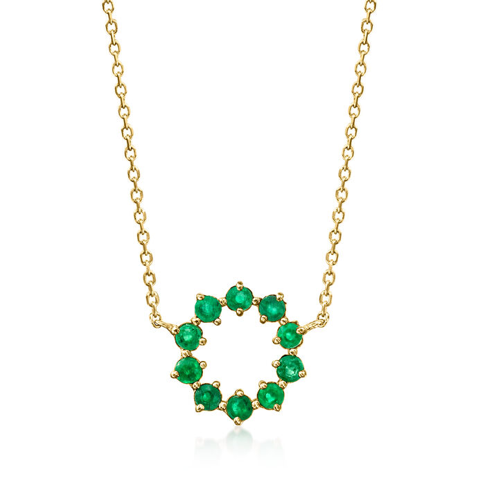 .20 ct. t.w. Emerald Circle Necklace in 14kt Yellow Gold