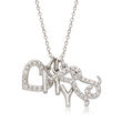 .10 ct. t.w. Diamond Love My Dog Pendant Necklace in Sterling Silver