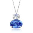 Italian Sterling Silver Drop Necklace with Blue and Clear Swarovski Crystals