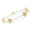 Floral Rolo Bracelet in 14kt Yellow Gold