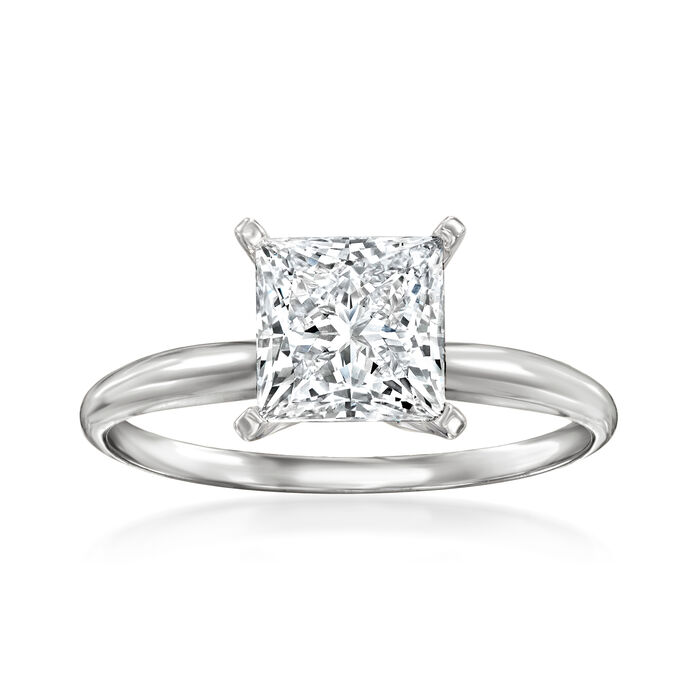 2.00 Carat Princess-Cut Lab-Grown Diamond Solitaire Ring in 14kt White Gold