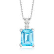 2.00 Carat Swiss Blue Topaz Pendant Necklace with Diamond Accents in 14kt White Gold