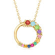 Personalized Journey Circle Pendant Necklace in 14kt Gold  5 to 12 Birthstones