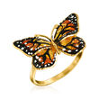 Italian Multicolored Enamel Butterfly Ring