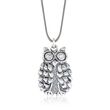 .10 ct. t.w. White Topaz Owl Necklace in Sterling Silver