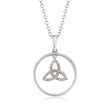 Sterling Silver Trinity Knot Pendant Necklace with Diamond Accents