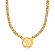 Italian 18kt Gold Over Sterling Replica Lira Coin Byzantine Necklace
