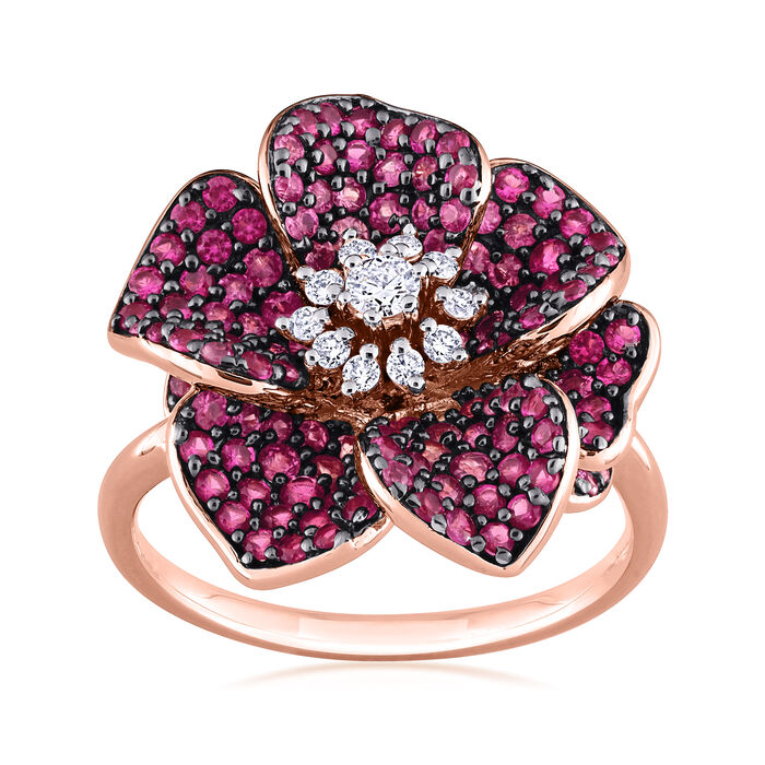 .50 ct. t.w. Pink Sapphire and .16 ct. t.w. Diamond Ring in 14kt Rose Gold
