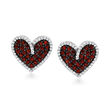 3.00 ct. t.w. Garnet and .80 ct. t.w. White Topaz Heart Earrings in Sterling Silver