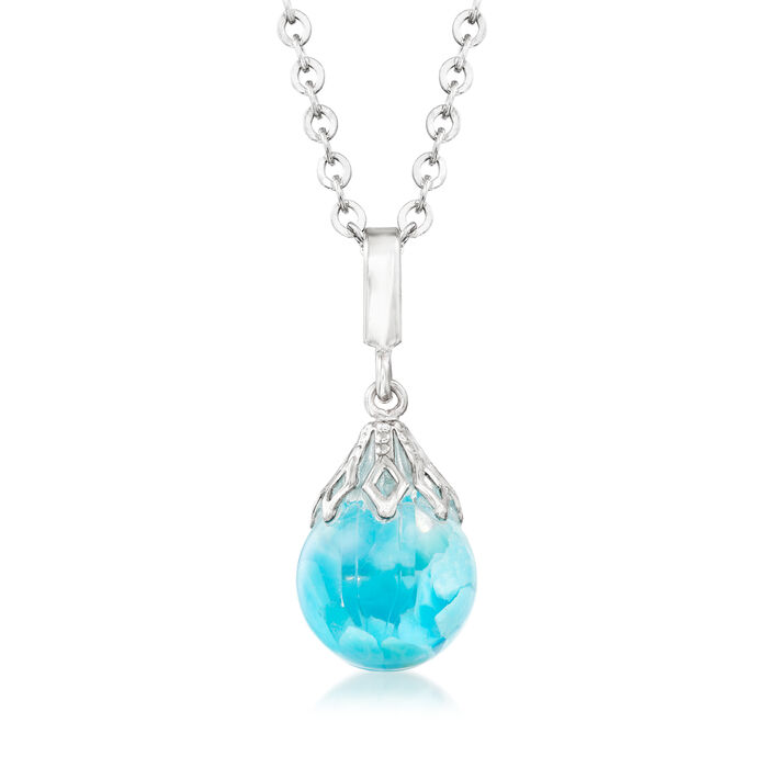 Floating Turquoise Pendant Necklace in Sterling Silver