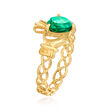 1.20 Carat Simulated Emerald Claddagh Ring in 18kt Gold Over Sterling