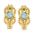 .50 ct. t.w. Swiss Blue Topaz Roped Hoop Earrings in 18kt Gold Over Sterling