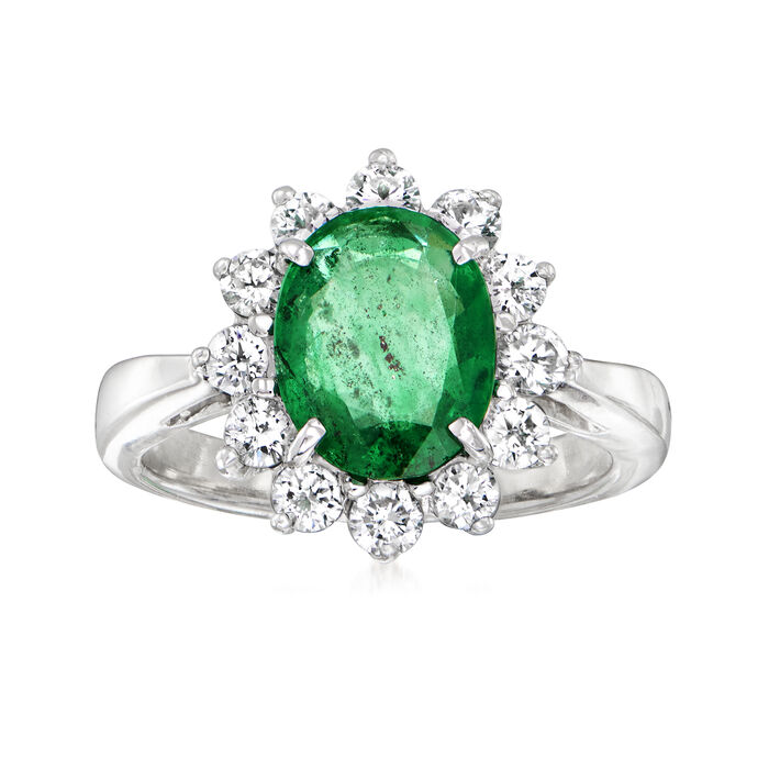2.01 Carat Emerald Ring with .84 ct. t.w. Diamonds in 14kt White Gold