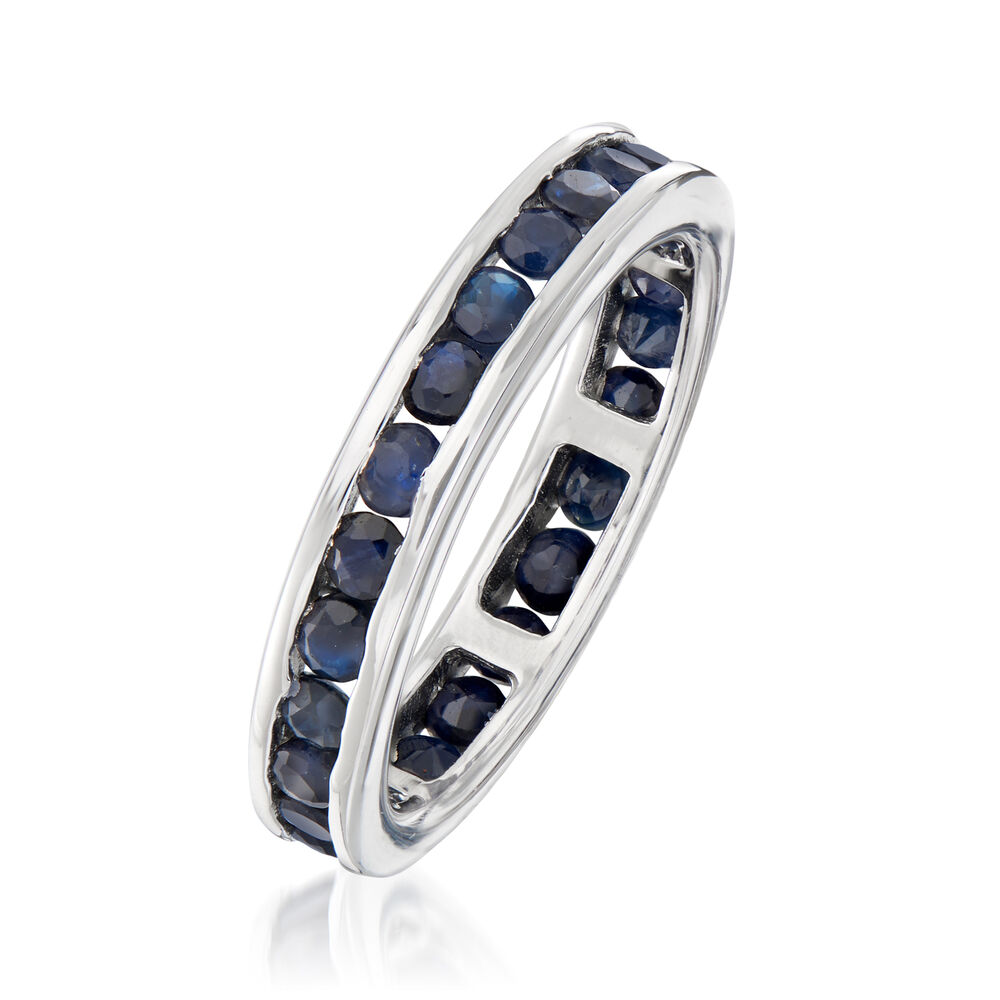 2.30 ct. t.w. Channel-Set Sapphire Eternity Band in Sterling Silver ...