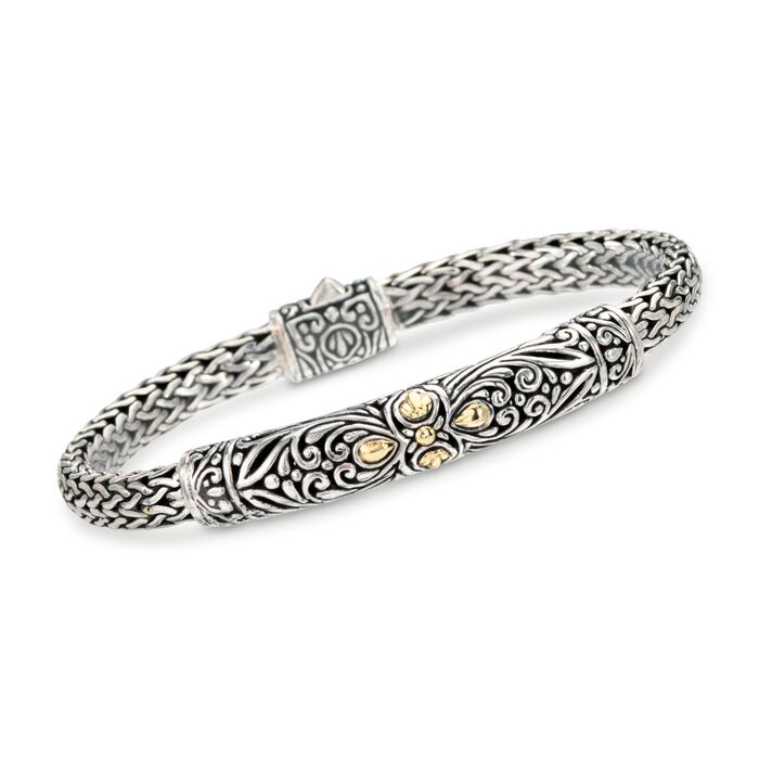 Balinese Sterling Silver and 18kt Yellow Gold Bracelet