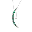 1.30 ct. t.w. Emerald and .19 ct. t.w. Diamond Half-Moon Necklace in 14kt White Gold