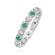 .25 ct. t.w. Diamond and .20 ct. t.w. Emerald Eternity Band in Sterling Silver
