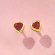 .30 ct. t.w. Garnet Heart Stud Earrings in 14kt Yellow Gold