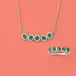 .70 ct. t.w. Emerald and .21 ct. t.w. Diamond Curved Bar Necklace in 14kt White Gold 