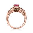 Le Vian 1.30 Carat Raspberry Rhodolite Twisted Ring with .25 ct. t.w. Chocolate Diamonds and .12 ct. t.w. Vanilla Diamonds in 14kt Strawberry Gold