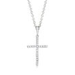 Diamond-Accented Cross Pendant Necklace in Sterling Silver