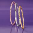 14kt Tri-Colored Gold Jewelry Set: Three Twisted Stacking Bangle Bracelets