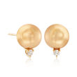 Mikimoto 10mm A+ Golden South Sea Pearl and .20 ct. t.w. Diamond Earrings in 18kt Yellow Gold
