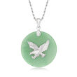 Jade Eagle Pendant Necklace in Sterling Silver