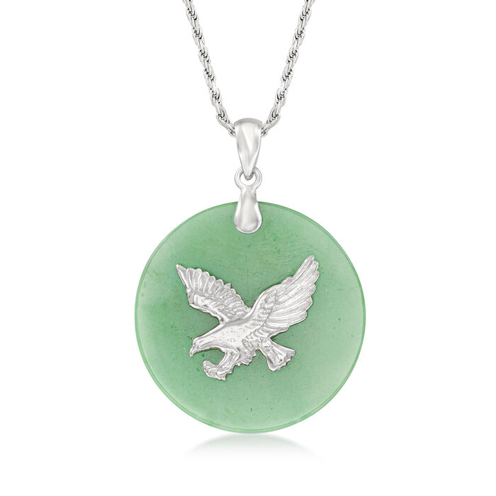 Jade Eagle Pendant Necklace in Sterling Silver