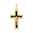 Black Onyx Crucifix Pendant in 14kt Yellow Gold