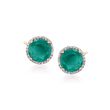 5.00 ct. t.w. Opaque Emerald and .22 ct. t.w. Diamond Earrings in 14kt Yellow Gold