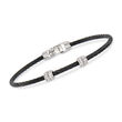 ALOR &quot;Classique&quot; Black Stainless Steel Cable Station Bracelet with .13 ct. t.w. Diamonds and 18kt White Gold