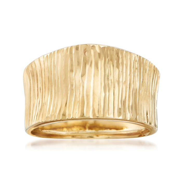 Italian 18kt Yellow Gold Diamond-Cut Striped Ring
