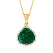 9.00 Carat Emerald and .20 ct. t.w. White Zircon Pendant Necklace in 18kt Gold Over Sterling