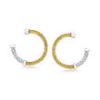 ALOR &quot;Classique&quot; Yellow Stainless Steel Hoop Earrings with Diamond Accents and 18kt White Gold