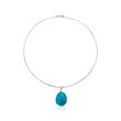 Turquoise Pendant Collar Necklace in 14kt White Gold Over Sterling Silver