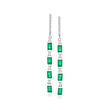 2.50 ct. t.w. Emerald and .26 ct. t.w. Diamond Hoop Drop Earrings in 14kt White Gold