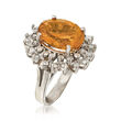 C. 1995 Vintage 6.90 Carat Citrine and 1.25 ct. t.w. Diamond Ring in 14kt White Gold