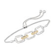 Diamond-Accented Link Bolo Bracelet in Sterling Silver and 14kt Yellow Gold