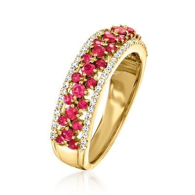 .80 ct. t.w. Ruby and .25 ct. t.w. Diamond Ring in 18kt Yellow Gold