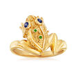 .10 ct. t.w. Sapphire Frog Ring with Chrome Diopside Accents in 18kt Gold Over Sterling
