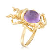 2.50 Carat Amethyst Beetle Ring in 14kt Yellow Gold