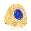 Lapis Ring in Textured and Polished 18kt Gold Over Sterling