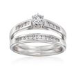 .51 ct. t.w. Diamond Bridal Set: Engagement and Wedding Rings in 14kt White Gold