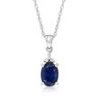 1.00 Carat Sapphire Pendant Necklace with Diamond Accents in 14kt White Gold