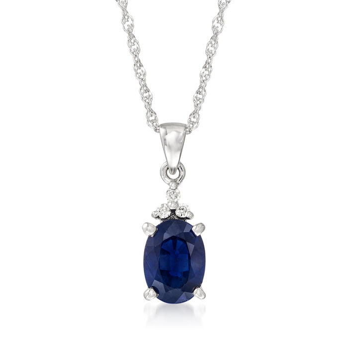 1.00 Carat Sapphire Pendant Necklace with Diamond Accents in 14kt White Gold