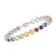 10.90 ct. t.w. Multi-Gemstone Bracelet  with Magnetic Clasp in Sterling Silver